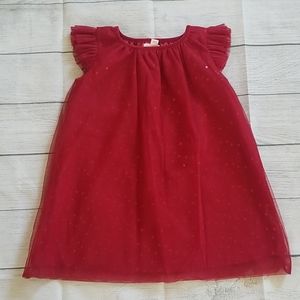 Dark Red Cat & Jack Sequin Dress w/ Tule Overlay